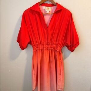 Emily McCarthy Red and Pink Palmer Dolman Dress Small